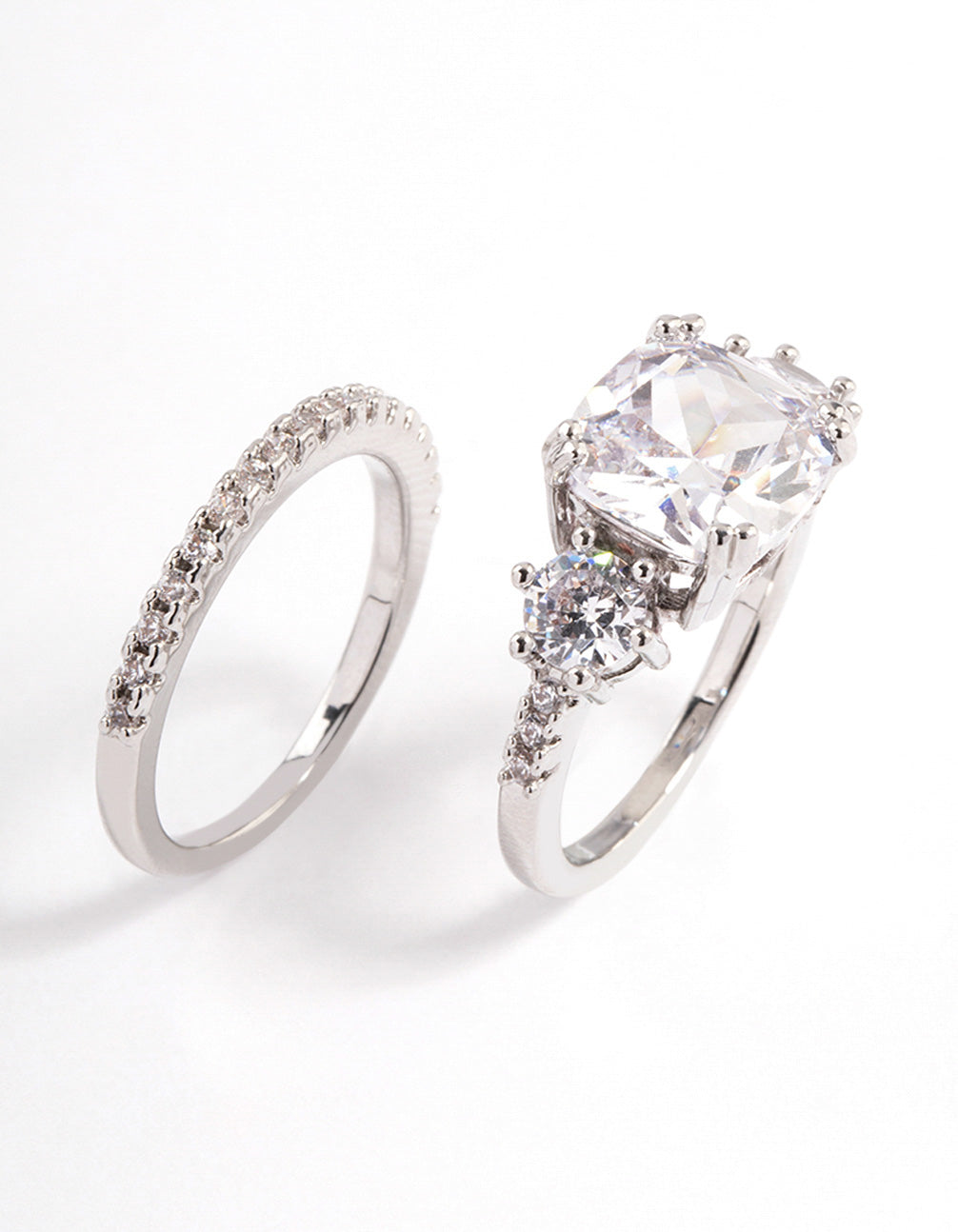 Silver Triple Stone Ring Set