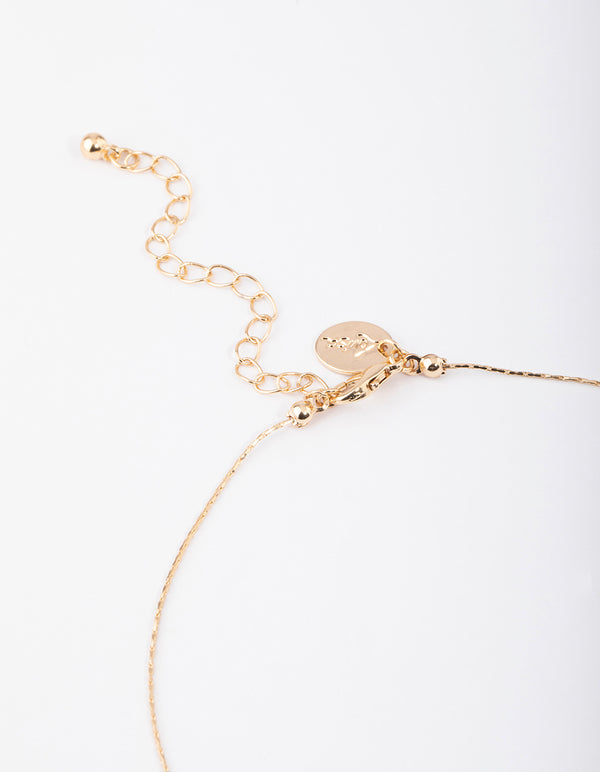 Gold Green Aventurine Mini Station Dainty Necklace