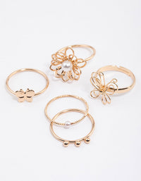 Gold Wire Flower & Butterfly Ring Pack - link has visual effect only