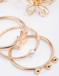 Gold Wire Flower & Butterfly Ring Pack - link has visual effect only