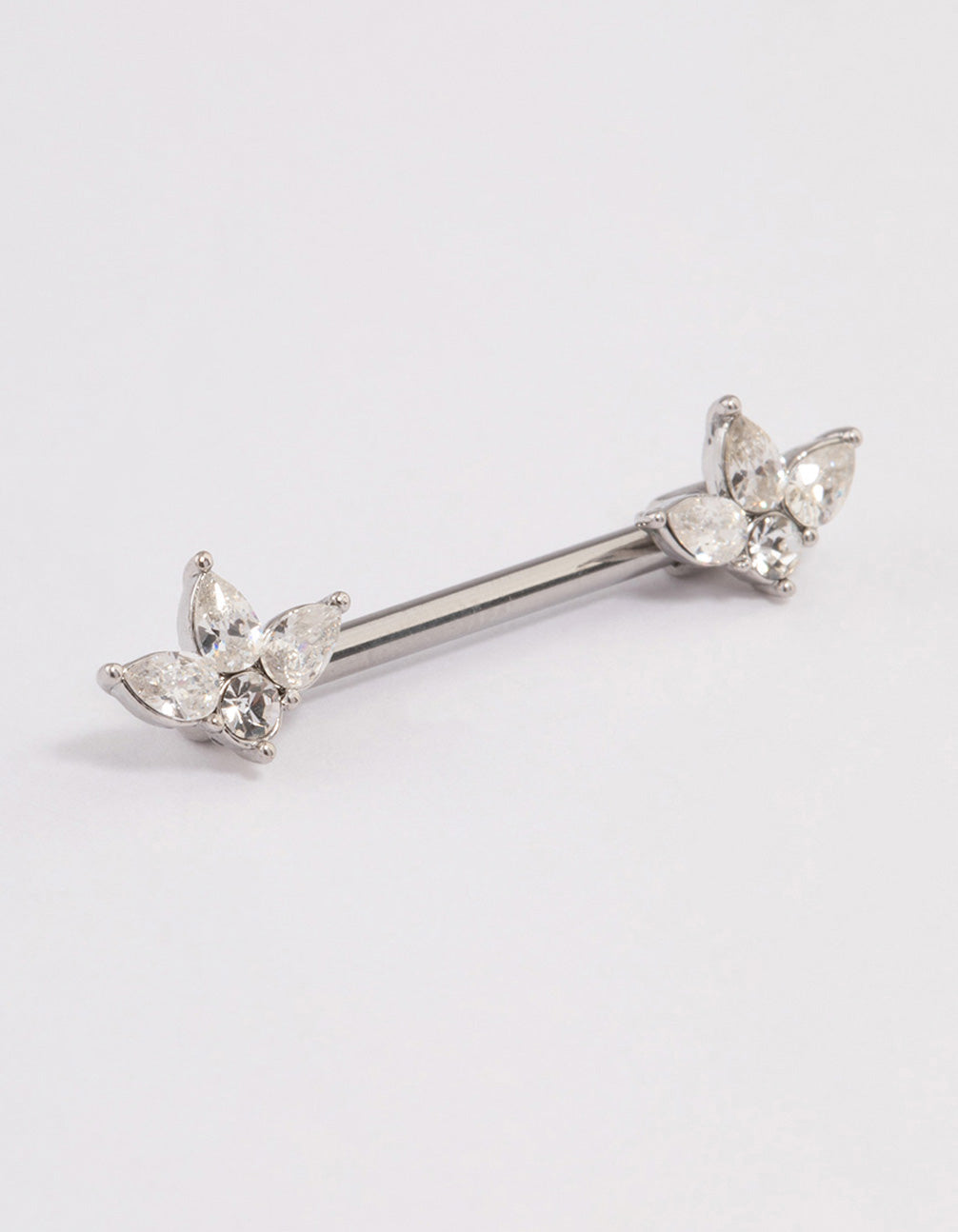 Surgical Steel Cubic Zirconia Double Marquise Nipple Piercing