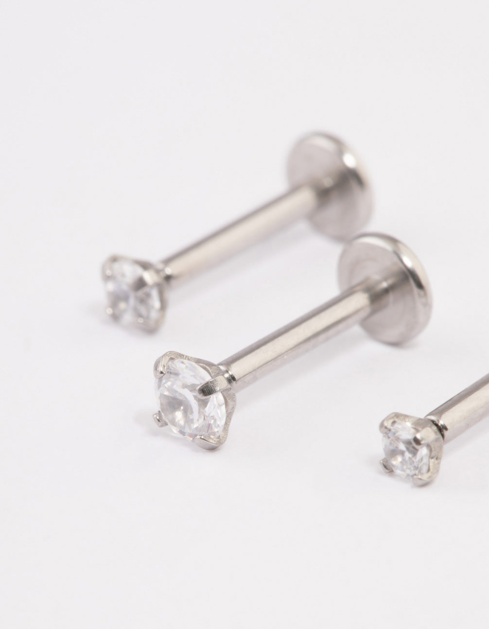 Surgical Steel Cubic Zirconia Stud Flat Back Pack