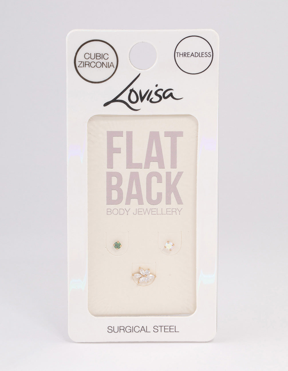 Gold Plated Surgical Steel Emerald Cubic Zirconia Flat Back Pack