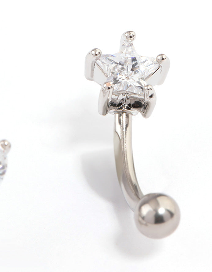 Surgical Steel Cubic Zirconia Star Claw Earrings Pack