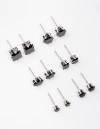 Multiple Stud Earing Silver Black Multi Stud Earrings Set 6-Pack - Lovisa