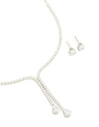 Silver Cup Chain Y-Neck Jewellery Set - link has visual effect only
