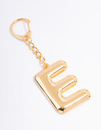 Gold Plated Letter E  Key Chain - link has visual effect only