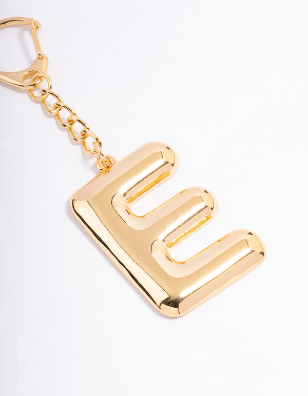 Gold Plated Letter E  Key Chain