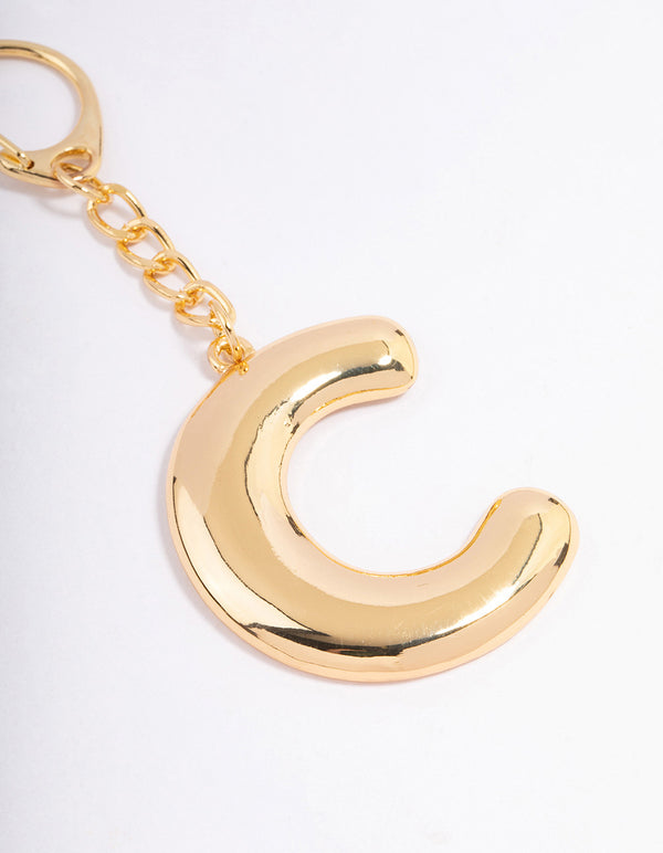 Gold Plated Letter 'C' Initial Key Ring