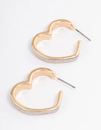 Silver Glitter Heart Hoop Earrings - link has visual effect only