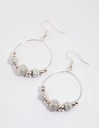 Gold Diamante & Beaded Fine Hoop Drop Earrings - link has visual effect only