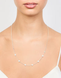Silver Dainty Pearl Station Necklace - link has visual effect only