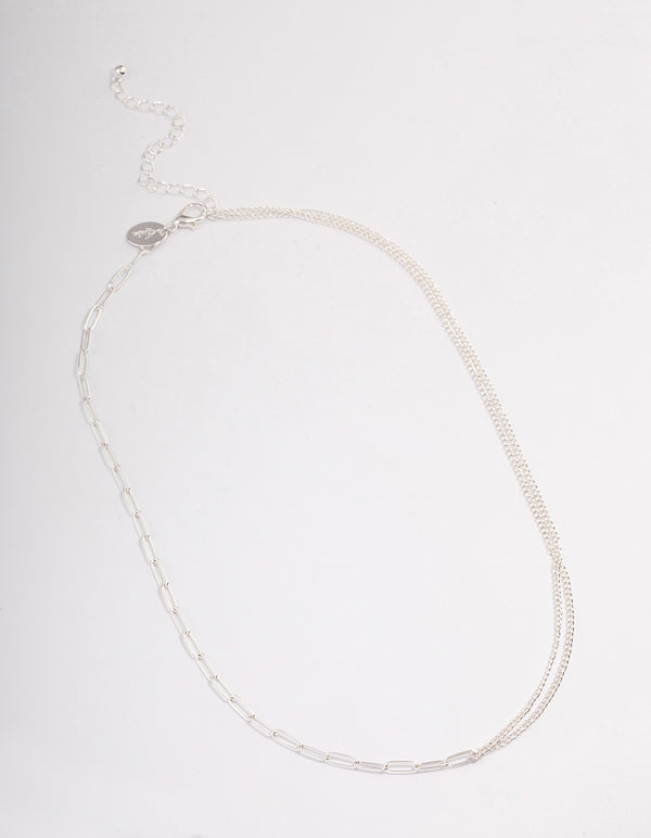 Silver Multi Size Chain Necklace