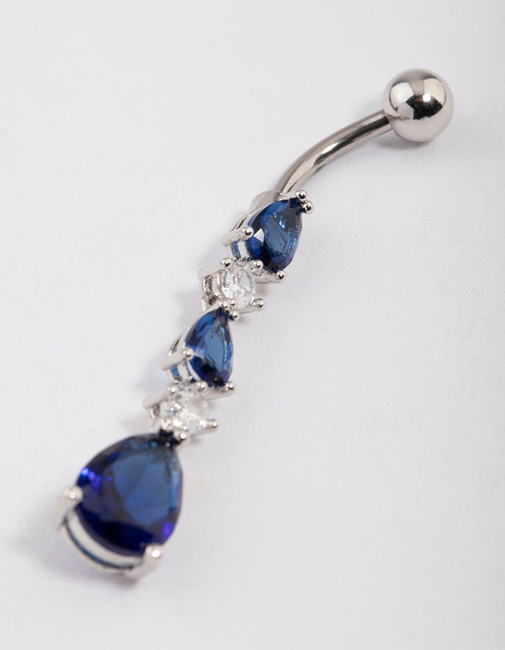 Surgical Steel Cubic Zirconia Tier Trio Belly Ring