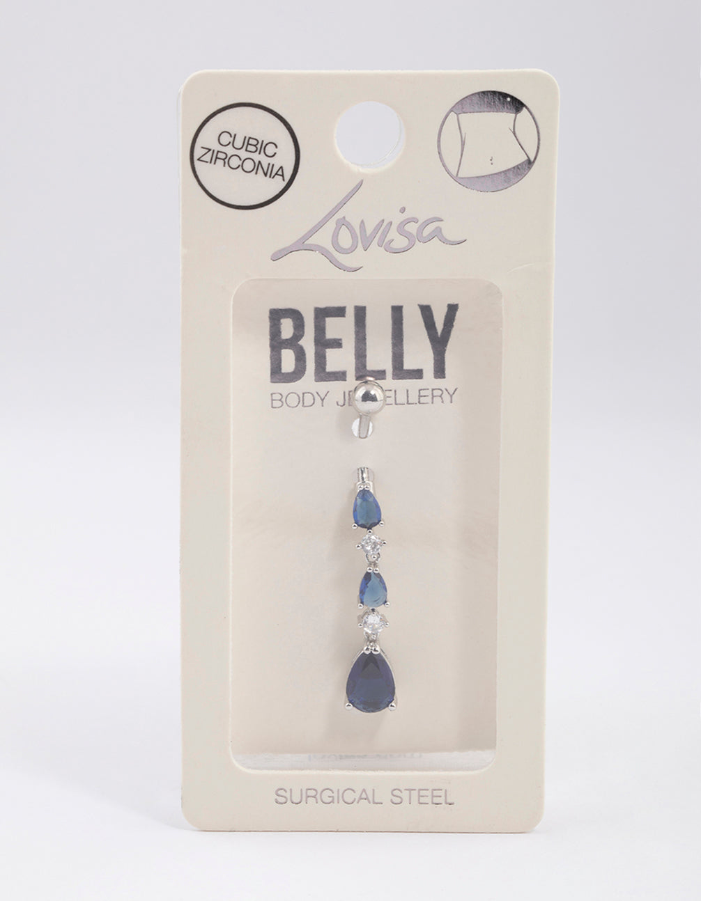 Surgical Steel Cubic Zirconia Tier Trio Belly Ring
