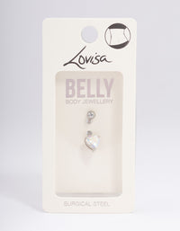 Surgical Steel Cubic Zirconia Love Heart Claw Belly Ring - link has visual effect only