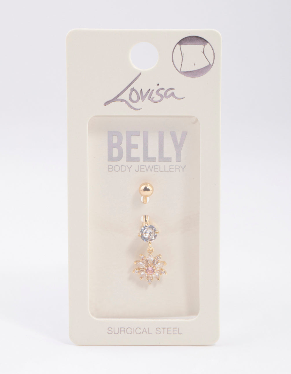 Gold Plated Surgical Steel Sunflower Charm Belly Ring
