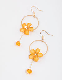 Orange Flower Circle Drop Earrings - link has visual effect only