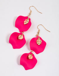Pink Double Petal Drop Earrings - link has visual effect only