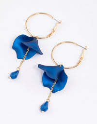 Blue Petal & Chain Hoop Earrings - link has visual effect only