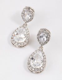 Silver Cubic Zirconia Angelina Drop Earrings - link has visual effect only