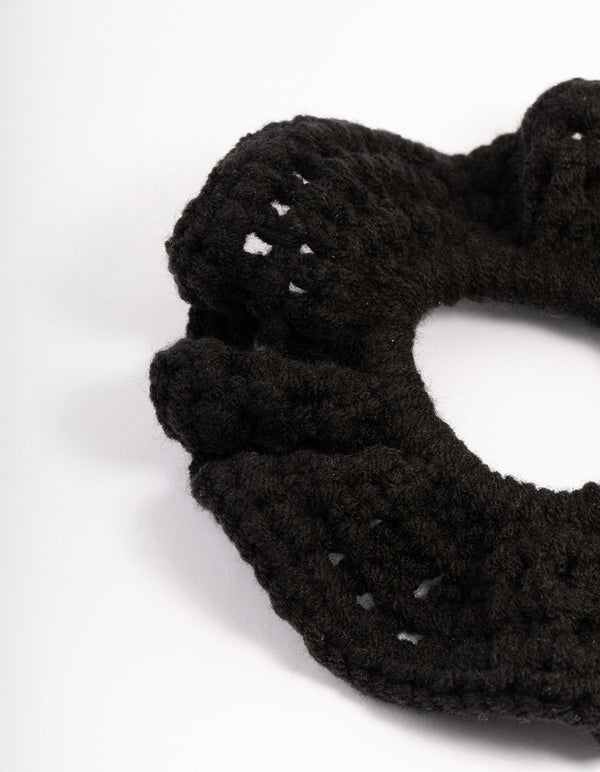 Fabric Black Cozy Knitted Scrunchie