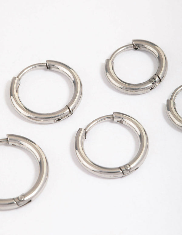 Surgical Steel Thin Classic Hoop Earrings Pack