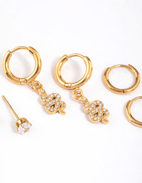 Gold Plated Surgical Steel Snake Huggie Earrings Pack - link has visual effect only