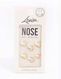 Gold Plated Surgical Steel Geometric Nose Ring 6-Pack - link has visual effect only