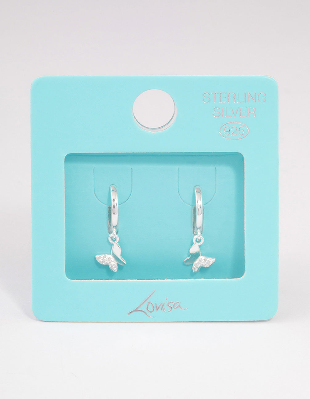 Sterling Silver Diamante Butterfly Huggie Earrings