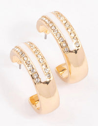Gold Diamante & Enamel Stripe Hoop Earrings - link has visual effect only