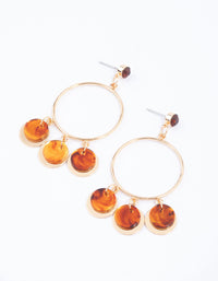 Gold Circle Layered Disc Drop Earrings - link has visual effect only