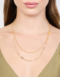 Gold Curb & Cable Layered Necklace - link has visual effect only