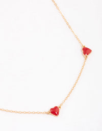 Gold Enamel Heart Station Short Necklace - link has visual effect only