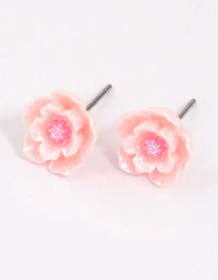 Pink Pearlised Flower Stud Earrings - link has visual effect only