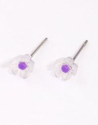 Purple Frosted Flower Stud Earrings - link has visual effect only