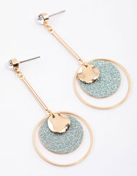 Blue Stack Glitter Disc Drop Earrings - link has visual effect only