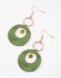Green Open Wave Disc Drop Earrings - link has visual effect only