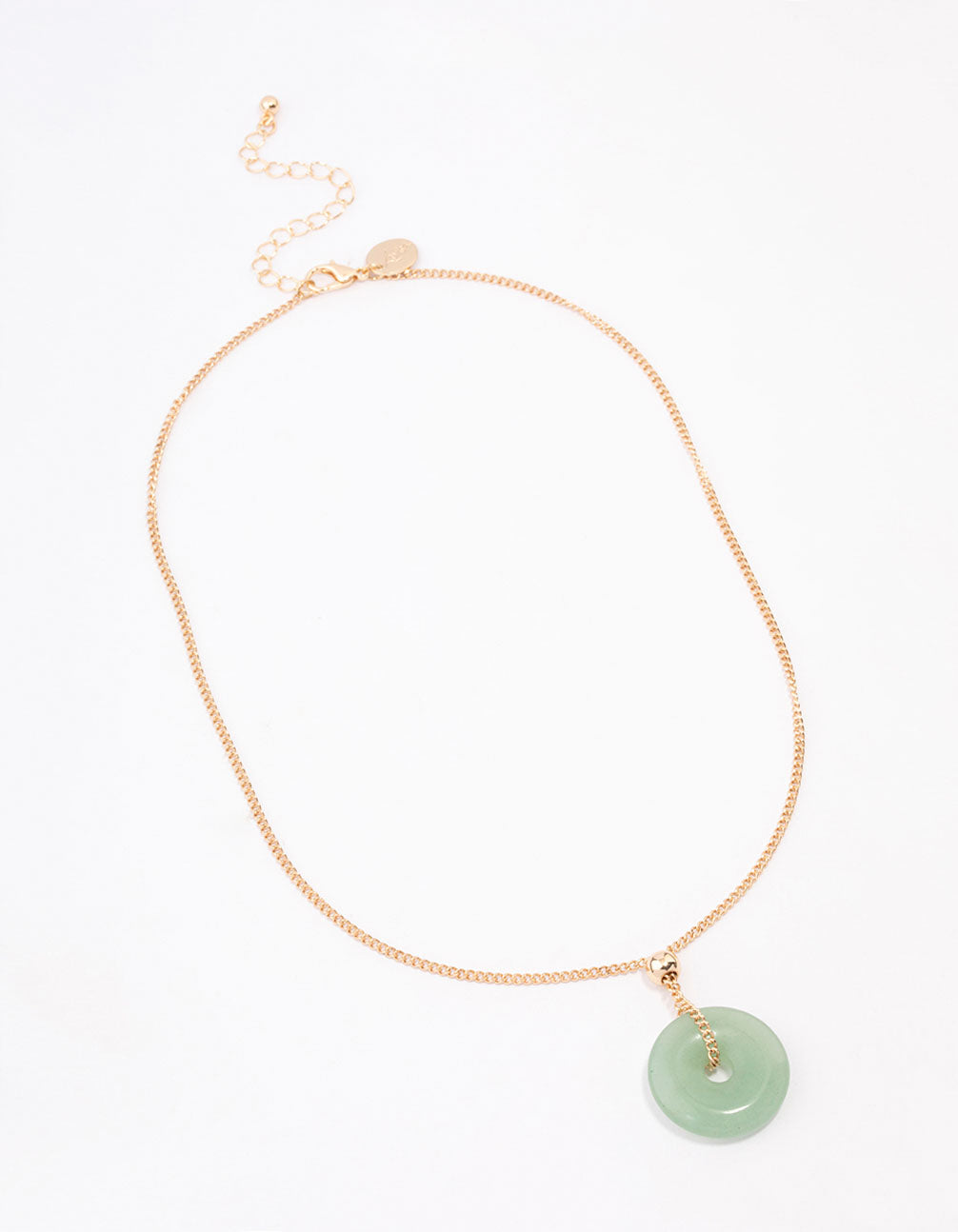 Gold Green Aventurine Choker Pendant Necklace