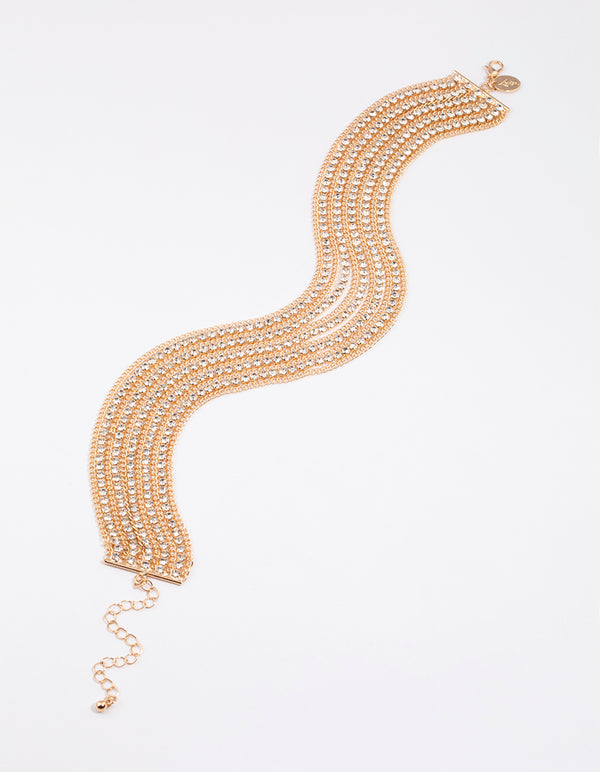 Gold Cup Chain Layered Choker