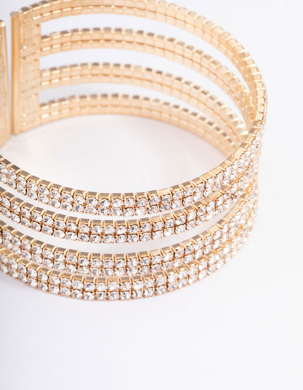 Gold Four Row Cup Chain Bangle