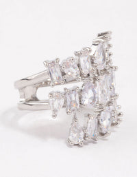 Silver Multi Stone Cubic Zirconia Wrapped Ring - link has visual effect only