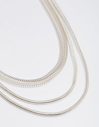 Silver Multi-Row Thick Snake Chain Necklace - link has visual effect only