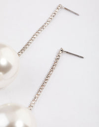 Silver Cup Chain Large Pearl Drop Earrings - link has visual effect only
