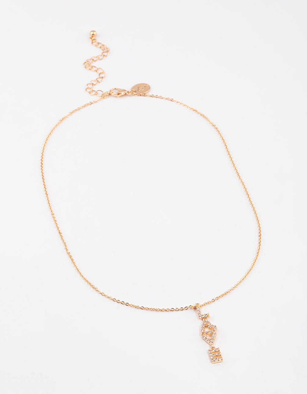 Gold Cubic Zirconia Love Letter Pendant Necklace