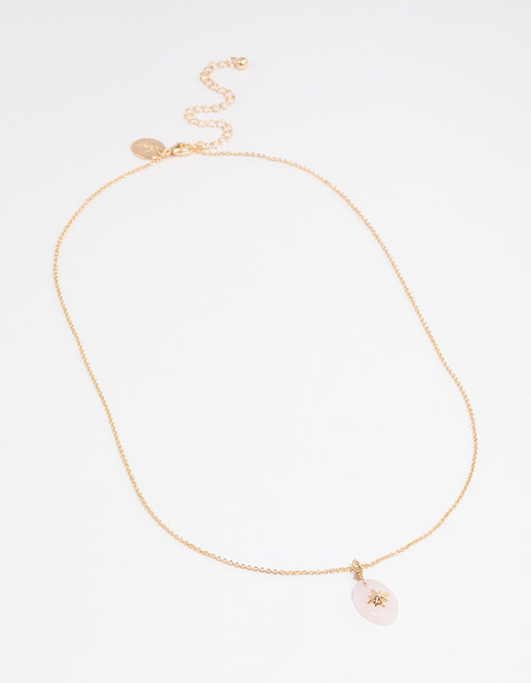 Gold Oval Star Pendant Necklace