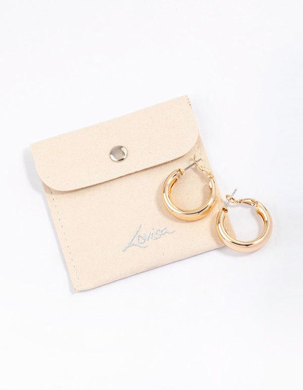 Gold Core Clean Hoop Earrings & Polishing Set