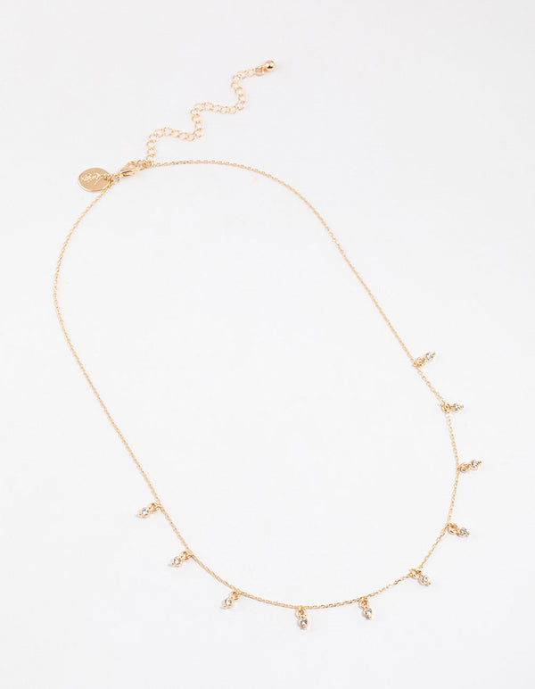 Gold Diamante Droplet Necklace & Polishing Set
