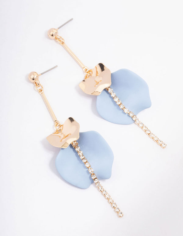Blue Cup Chain & Petal Drop Earrings