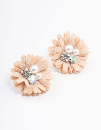 Blush Pearl & Diamante Flower Stud Earrings - link has visual effect only